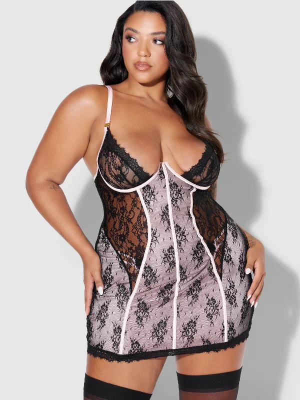 Rosalind Satin & Lace Underwire Chemise