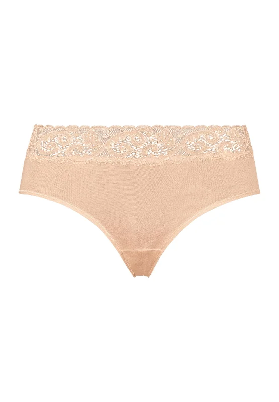 Moments Lace Trim Cotton Hipster | Beige 71482-274