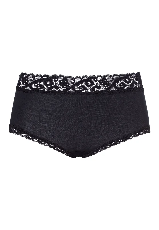 Moments Lace Trim Cotton Full Brief | Black 71483-019