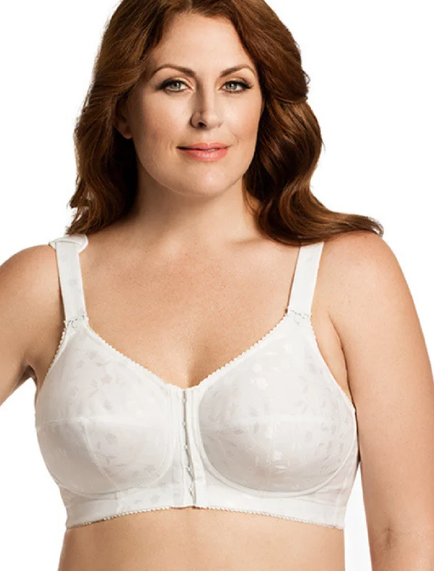 Elila Jacquard Front Close Soft Cup Bra, White | White Front Closure Bras | White Front Fastening Bras