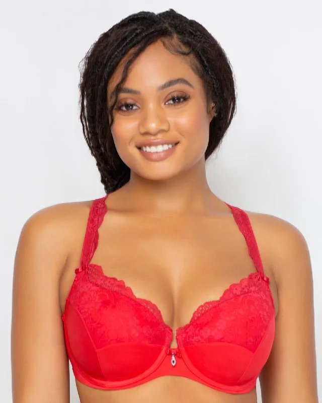 Tulip Lace Push Up Bra Diva Red- 1017