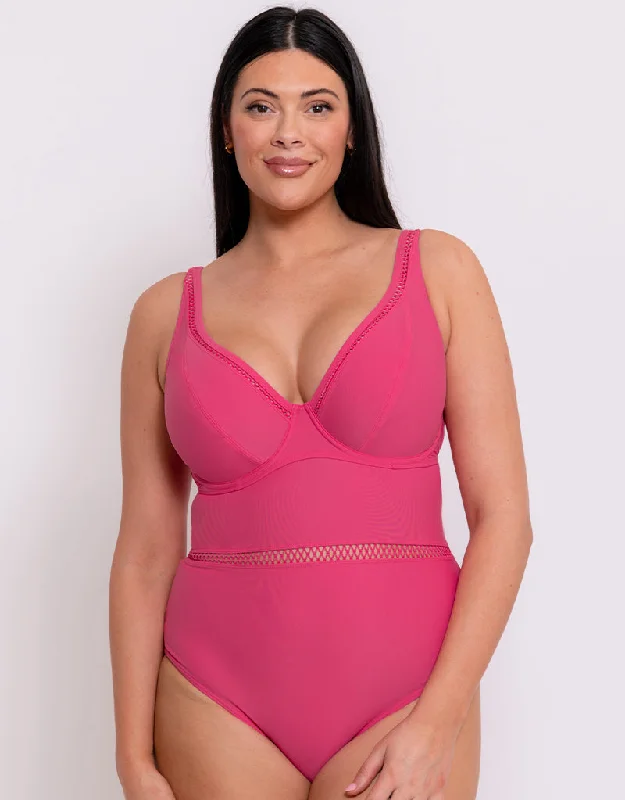 Curvy Kate First Class Multiway Plunge Swimsuit Pink