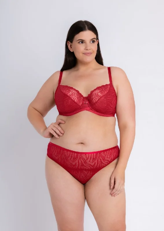 Lace Daze Balcony Bra Lipstick Red- CK044100