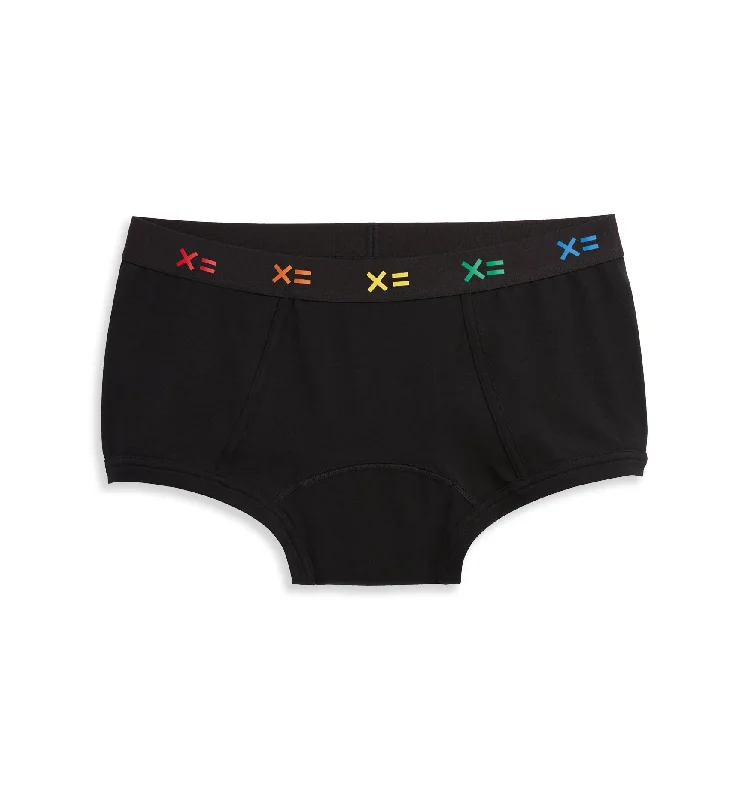 First Line Period Boy Shorts - Black X= Rainbow