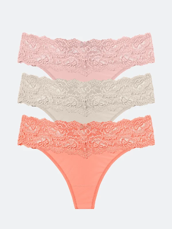 Goddess Lace Trim Thong 3-Pack - FINAL SALE