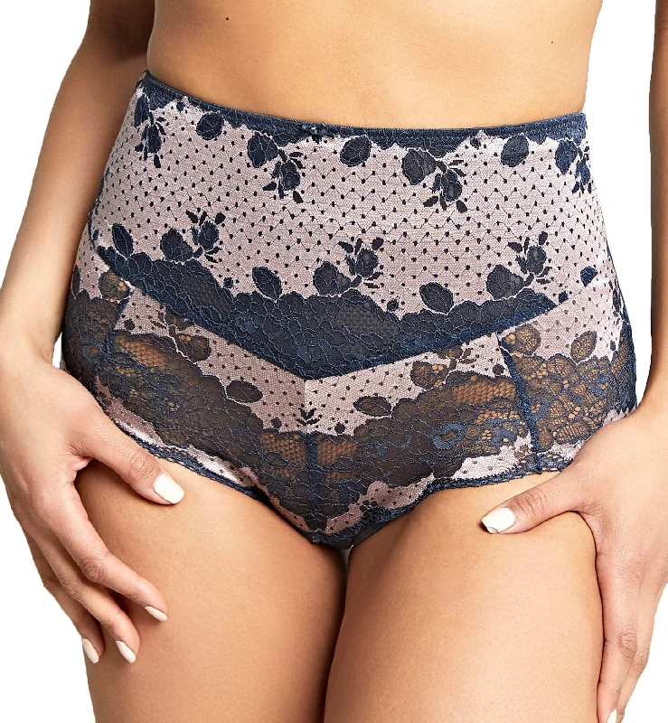 Panache Clara High Waist Brief (7254) - Navy/Pearl