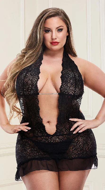 Plus Size All Time Low Plunging Lace Chemise Set