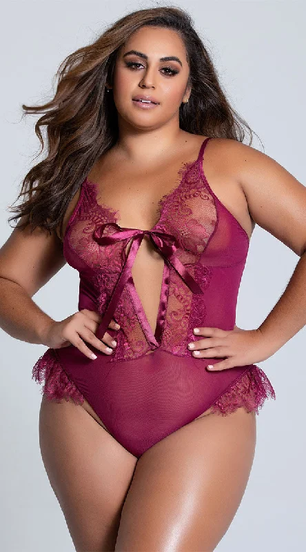 Plus Size Fayre Flutter Lace Teddy