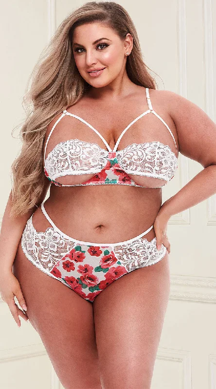 Plus Size Floral Seduction Bra Set