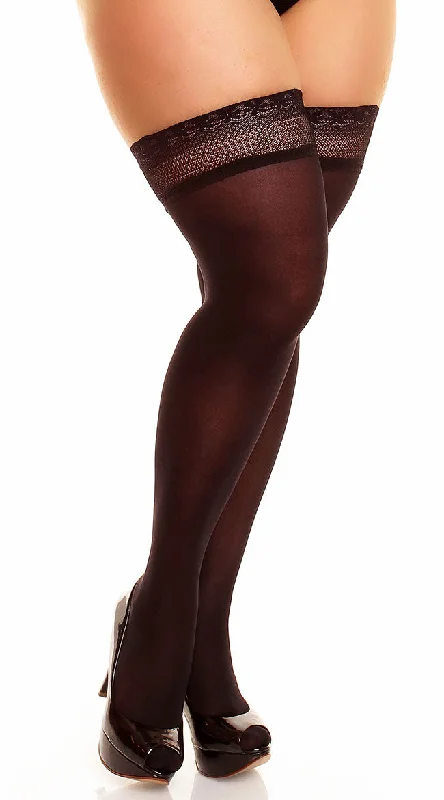 Plus Size Intricate Knit Thigh Highs