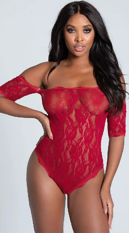 Rose Lace Crotchless Teddy