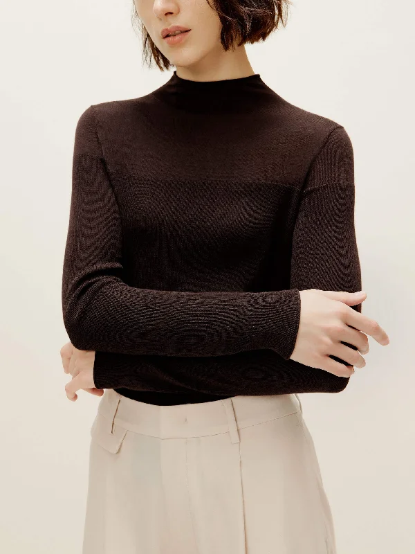 Silky Wool Mock Neck Sweater