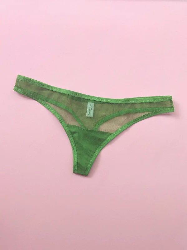 Yasmine Eslami: Jeanne Basic Mesh Thong - Lichen