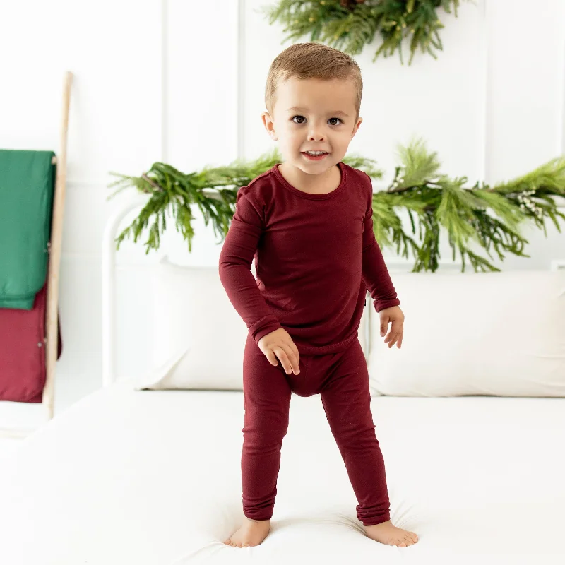 Long Sleeve Pajamas in Burgundy