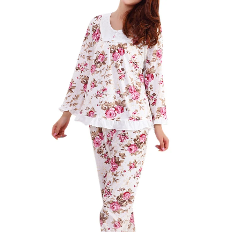 Long Sleeved Floral Ladies Pajama