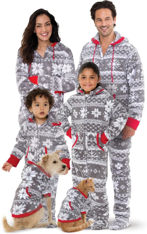 Nordic Fleece Hoodie-Footie Matching Family Pajamas