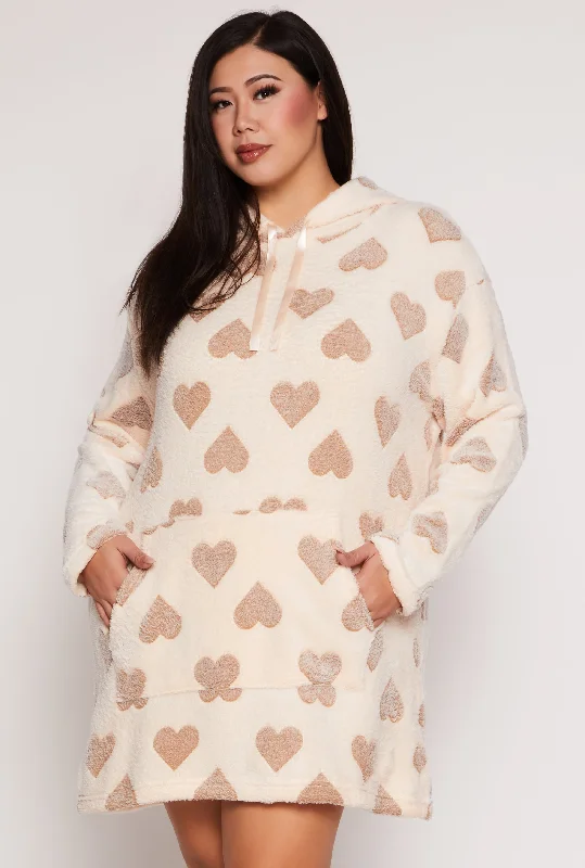 Heart Print Blanket Hoodie